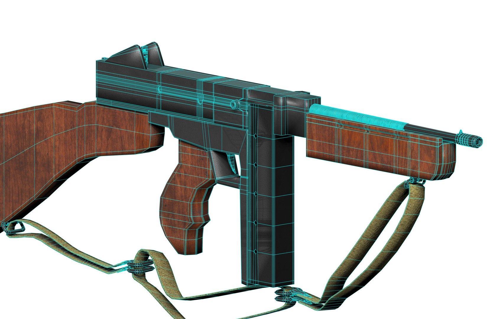 3D Thompson SubMachine Gun M1928 - M1921A - M1a1 Model 1-2 Model ...