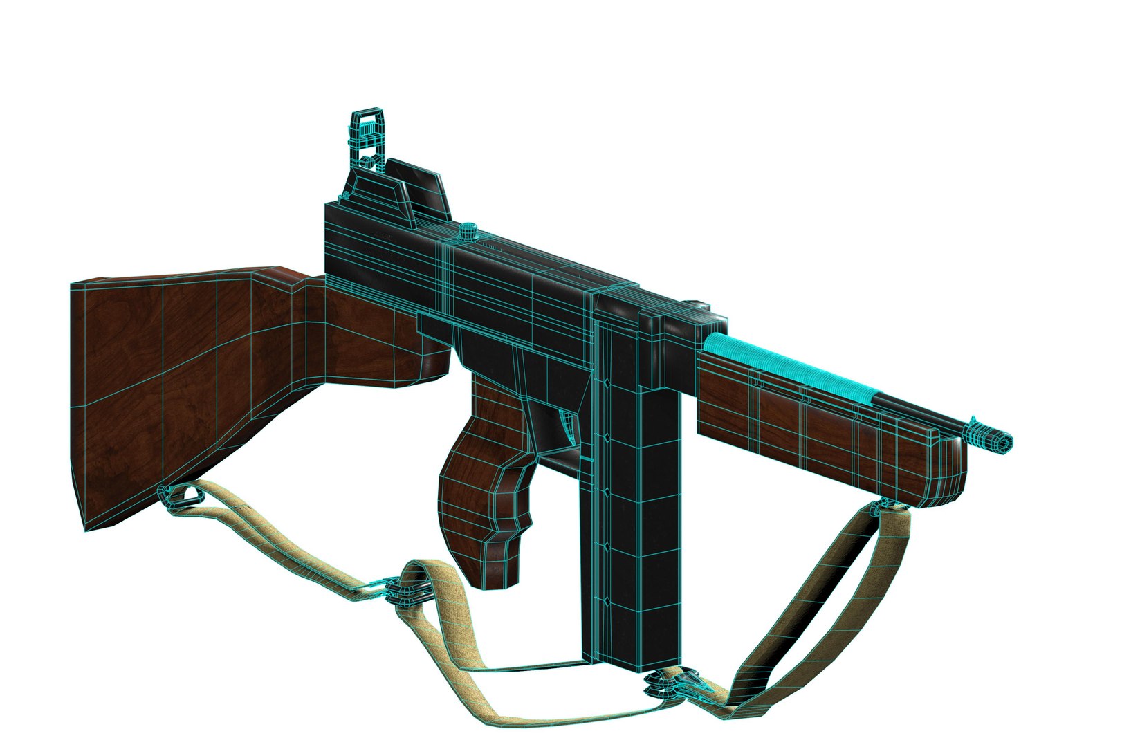 3D Thompson SubMachine Gun M1928 - M1921A - M1a1 Model 1-2 Model ...