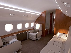 3D Business  jet  aircraft  interior
