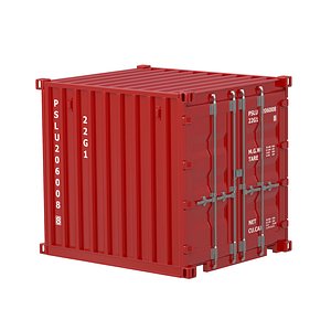 8ft Shipping Container Red 3D