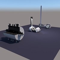 Industrial Compressor Pack-Screw  Reciprocating  Centrifugal Compressors -High Detail 3D Models