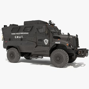 3D SWAT Vehicle International MaxxPro Black Rigged for Cinema 4D model