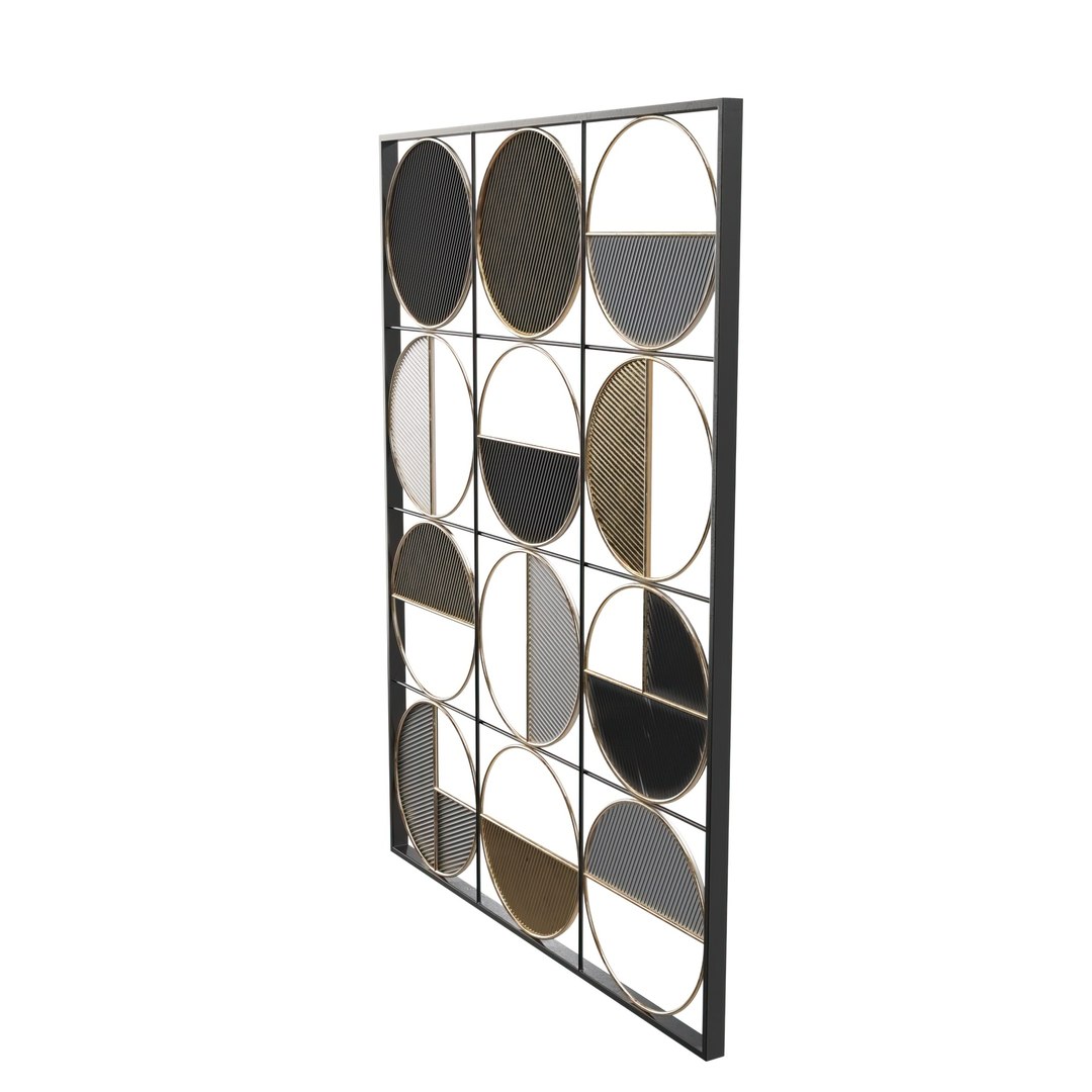 Half Circle 40 High Multi Color Metal Wall Art PBR 3D Model