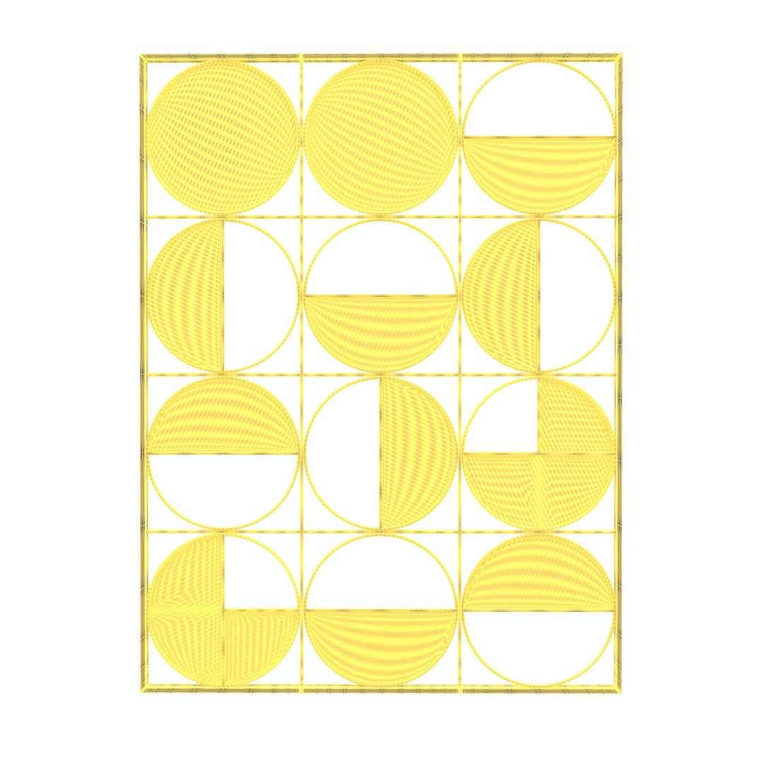 Half Circle 40 High Multi Color Metal Wall Art PBR 3D Model