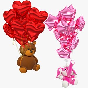 3D Stuffed Toys with Balloons Collection V2