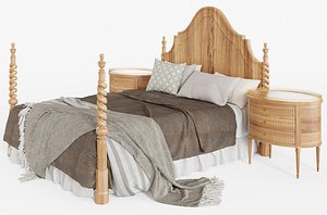 Alfonso double bed with bedside tables and throw pillow