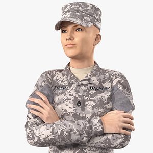 女兵军事ACU制服3D模型