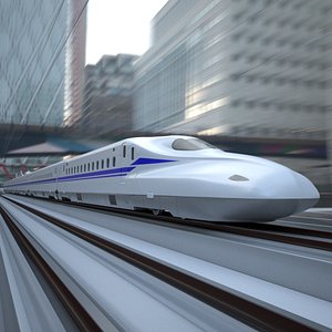 N700S Shinkansen High Speed Train with Interior on Railway 3D