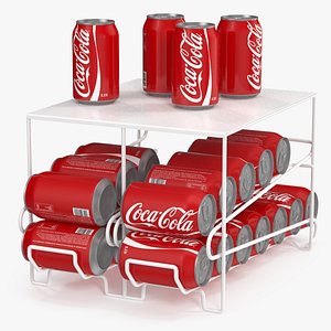 Stackable Soda Can Dispenser White with Coca Cola Cans