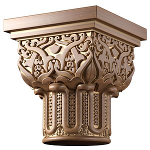 Arabic Oriental Wooden Column Capital 3D model