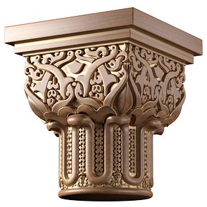 Arabic Oriental Wooden Column Capital 3D model