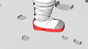 Cartoon astronaut foot, rigged and animated