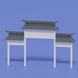 3D Cartoon Ancient Chinese Gate model