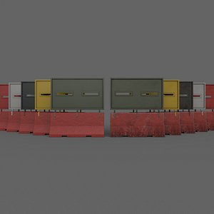 3D PBR Concrete Roadblock Barrier V4 model