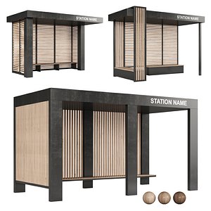 Bus stops set 3D model model