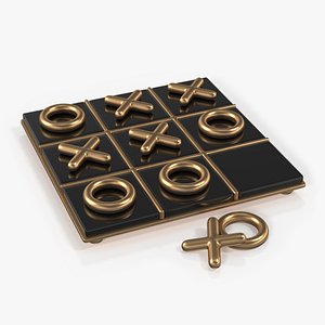 Black and Gold Tic Tac Toe Set 3D model - TurboSquid 1782475