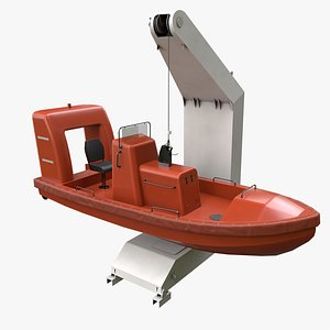 3D davit boat ship motor