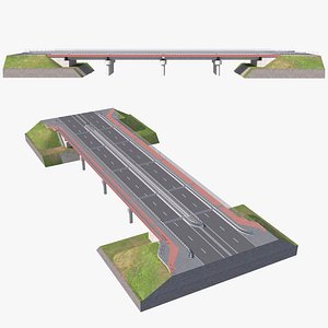 3D High detailed 4 lane bridge over the main road model