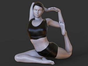Yoga Pose - Mermaid Pose 3D model