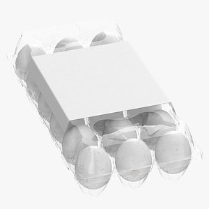 Plastic Carton of Eggs 18 White Brown Blank and Generic Label