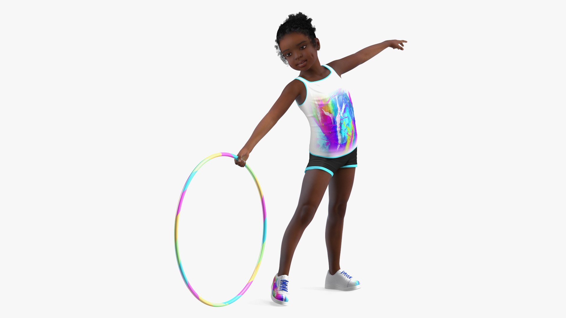 Sporty Style with Hoop Black Girl Baby 3D model preview