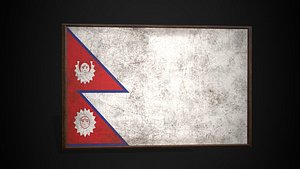 3D Old Picture Frame With Nepal  Flag - Game Ready PBR Low-poly 3D Model model
