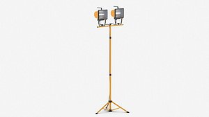 1000W Halogen Work Light Stand Realistic 3D Model