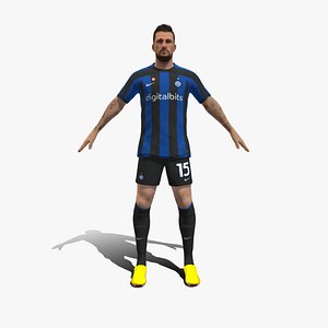 Rigged Francesco Acerbi Inter Milan 2023 3D model