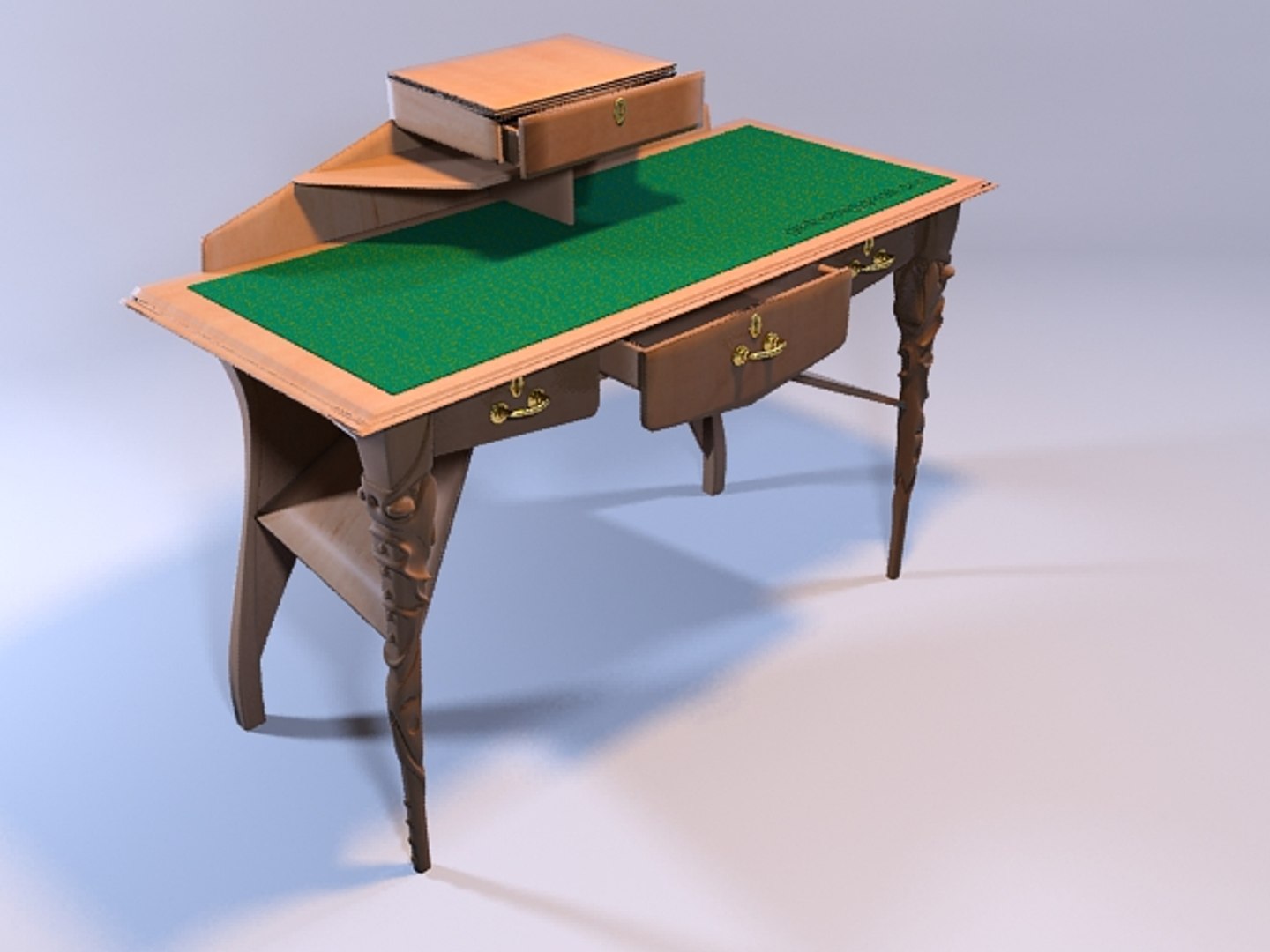 Free 3ds Model Table Bureau Art Nouveau