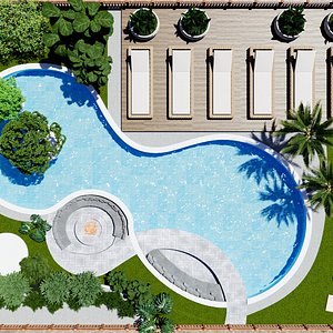 Luxurious 3D Garden Model with pool