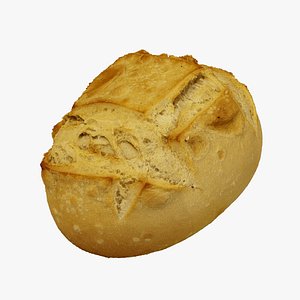 3D Crusty Round Italian Bread - Extreme Definition 3D Scanned