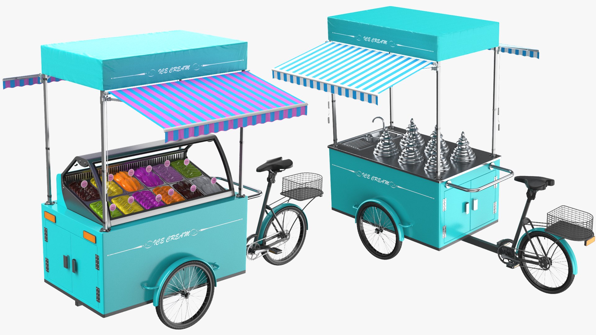 3D Two Detailed Ice Cream Carts TurboSquid 2121066