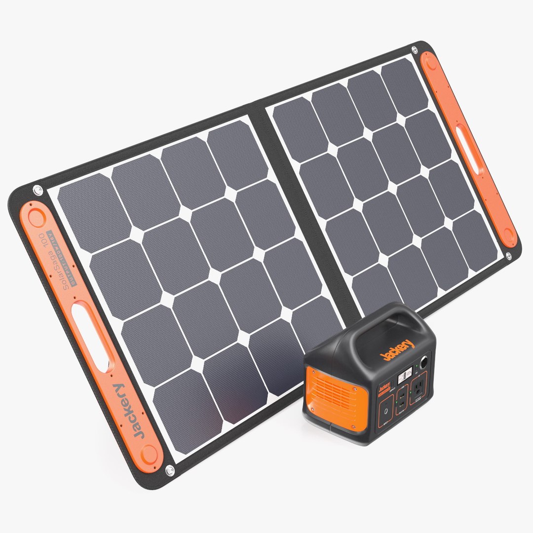 Jackery Power Station with Portable Solar Panel 3D model preview