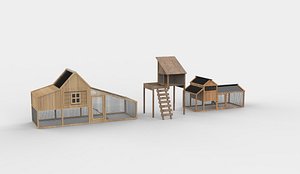 Chicken coop set 3D model