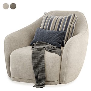 Sillon armchair with fabric material 3D model