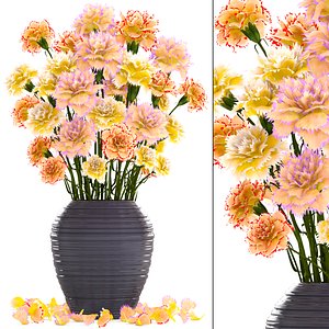3D bouquet flowers carnations model