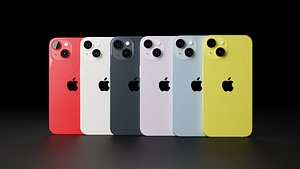 3D Apple iPhone 14 in Official Colors