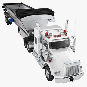 Long Hood Truck Generic Live Bottom Trailer 04