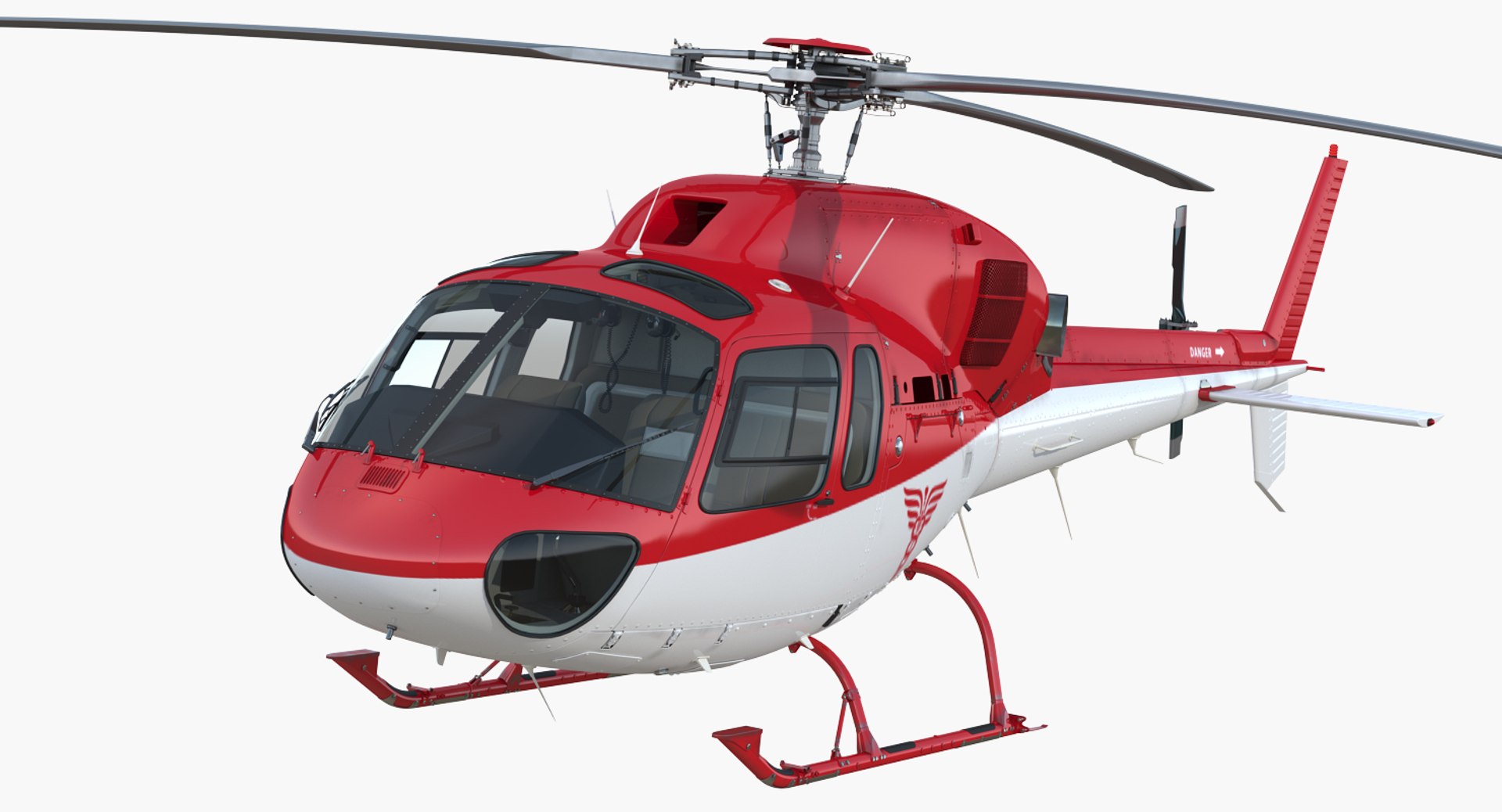 Medical Air Rescue Helicopter Eurocopter AS-355N Rigged 3D Model 3D model preview