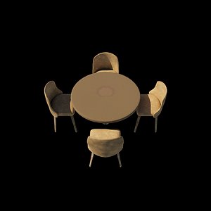Round Table and Chair 3D model 3D model
