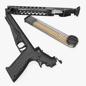 Disassembled Futuristic Rapid Pistol Grey 3D model