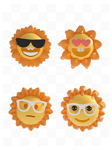 3D 3D sun stereo yellow emojis cartoon model