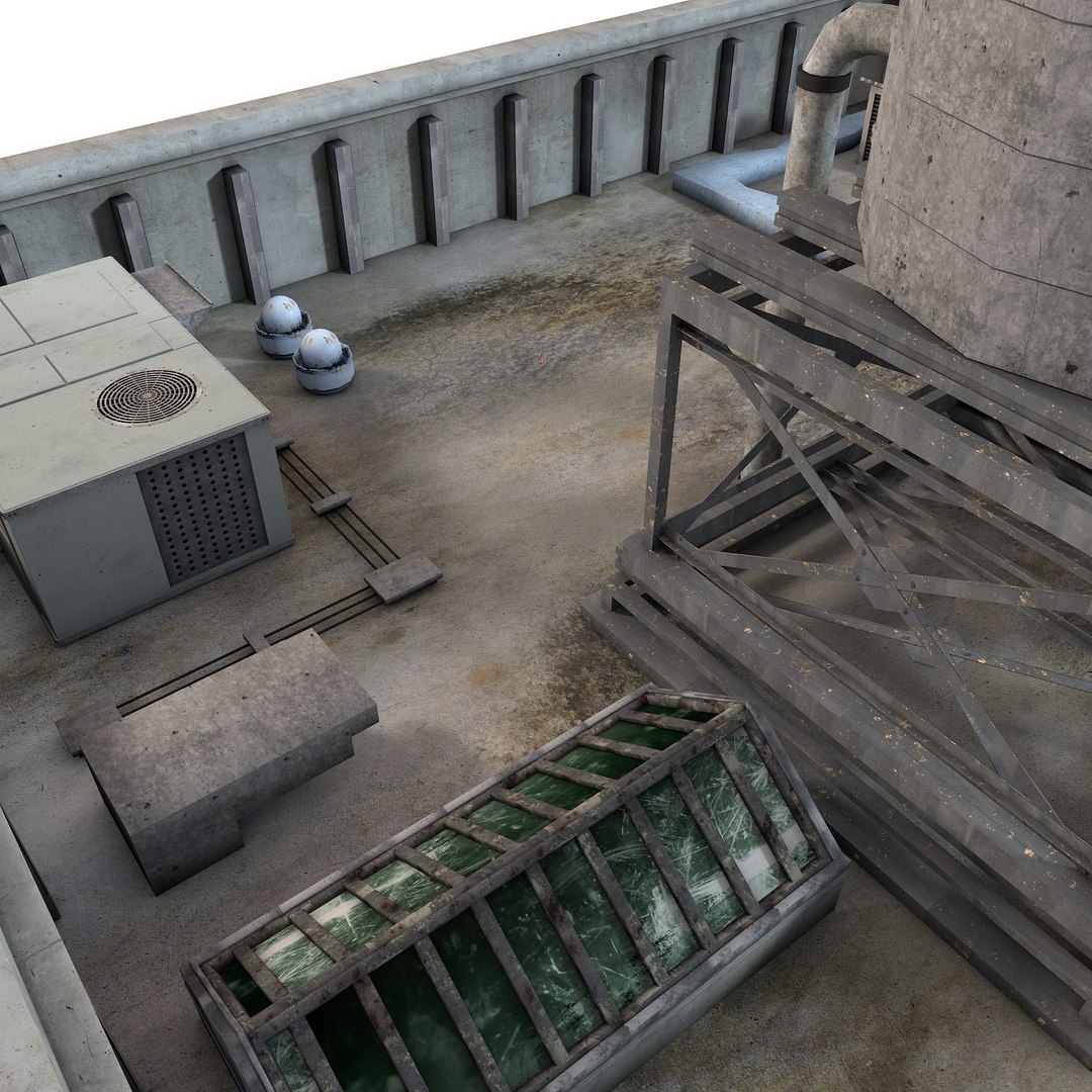 industrial rooftop environment roof 3d model