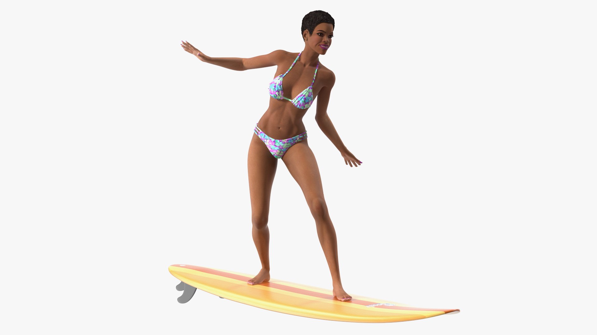 Black Woman On Surfboard 3D - TurboSquid 1907885