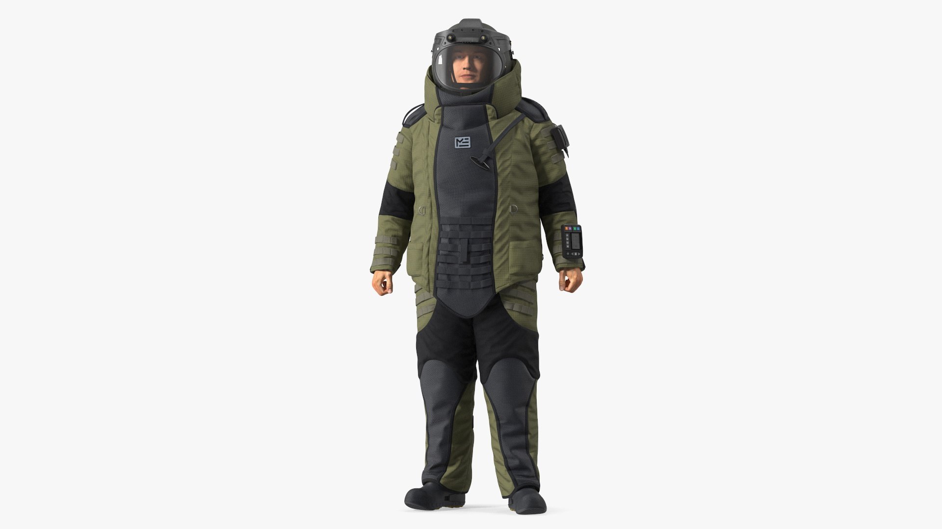 Man in EOD 10 Bomb Suit Stand Pose 3D model preview