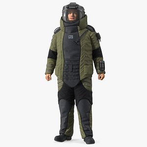 Man in EOD 10 Bomb Suit Stand Pose 3D model