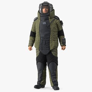 Man in EOD 10 Bomb Suit Stand Pose