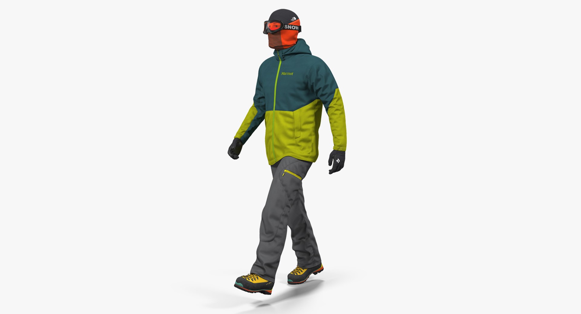 Rock Climber Winter Hiking Gear Walking Pose 3D Model 3D model preview