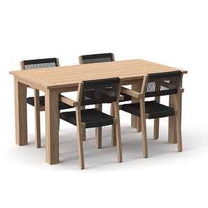 Dining table with 4 seater 3D model