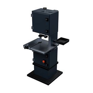 Compact Vertical Bandsaw with Empty Side Tray and Flush Table